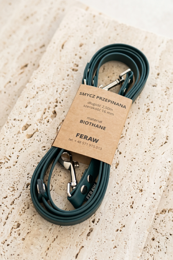 BioThane® 2.5m detachable lead, British Racing Green, 16mm | Feraw