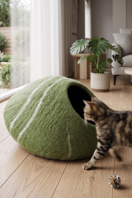 Legowisko filcowe dla kota Nest Sphere Moss & Morning Dew | Feraw