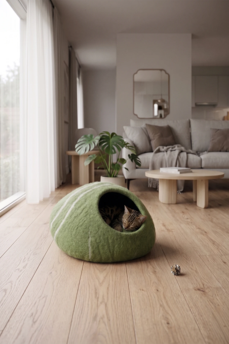 Legowisko filcowe dla kota Nest Sphere Moss & Morning Dew | Feraw