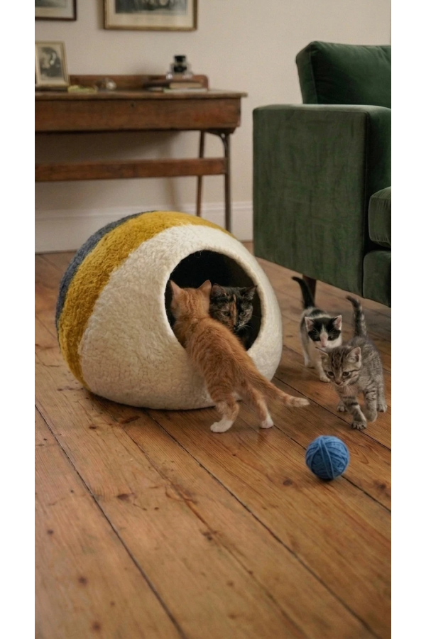 Legowisko filcowe dla kota Nest Sphere Amber & Alabaster | Feraw