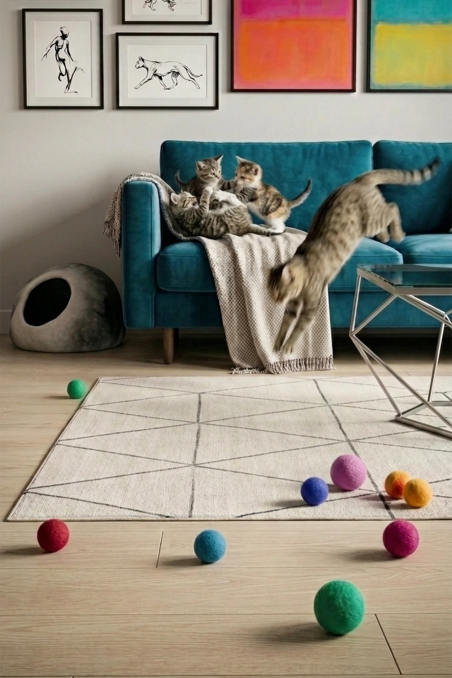 Felt Balls for Cats Multicolor Set 4 pcs | Feraw Pets