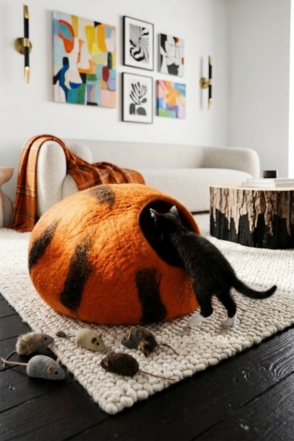 Legowisko filcowe dla kota Nest Earth Tiger Amber Orange | Feraw
