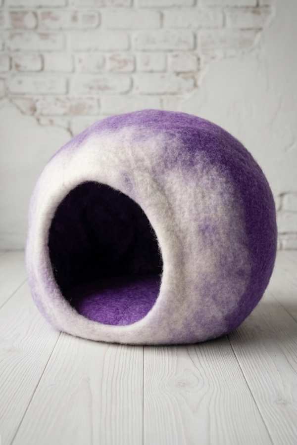 Legowisko filcowe dla kota Nest Sphere Amethyst & Natural White | Feraw